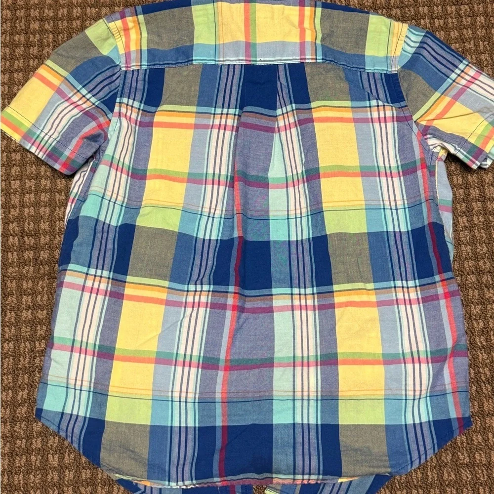Ralph Lauren Blue and Yellow Plaid Shirt Boys sz7 Summer Vacation Wear